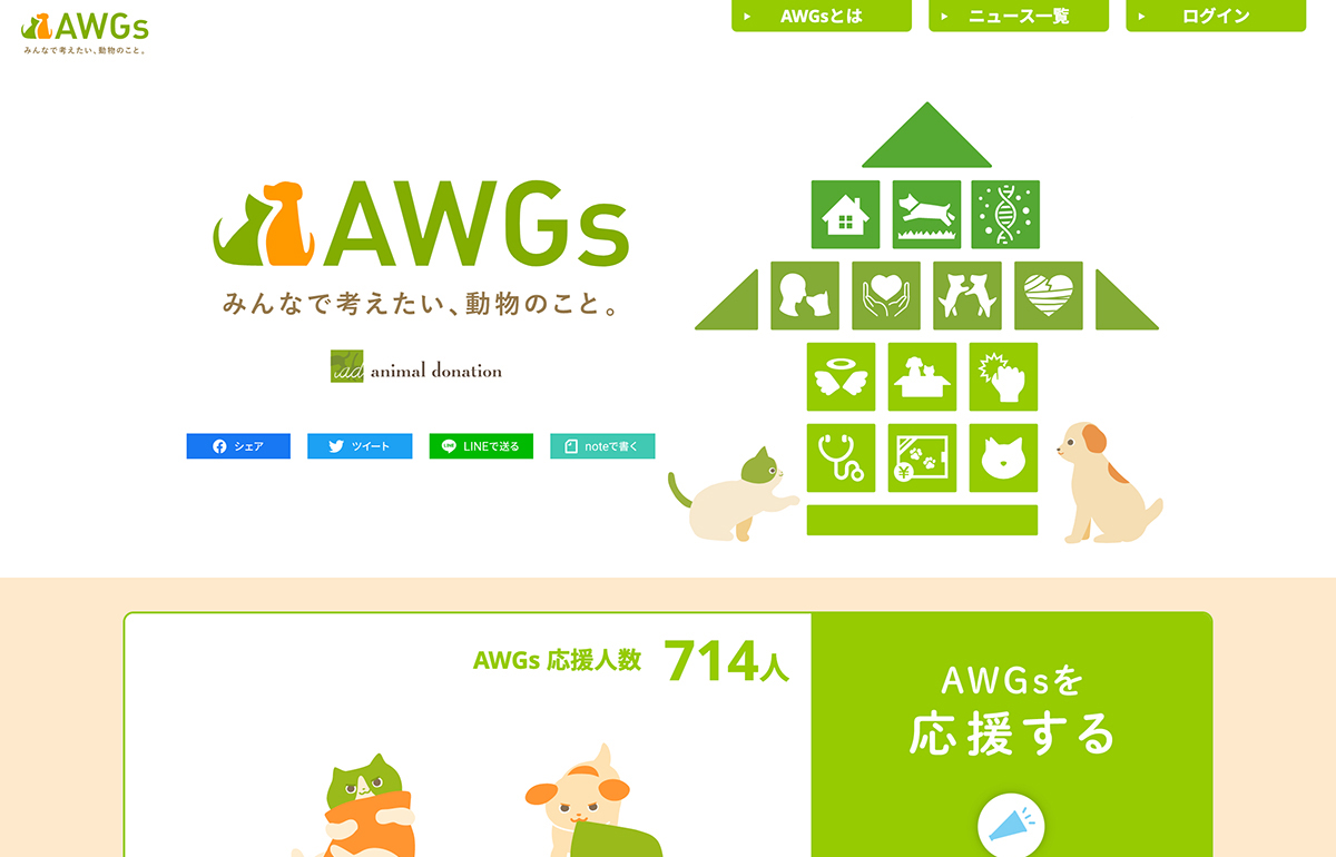 アニマル・ドネーション「AWGs」Webサイト制作の制作物画像